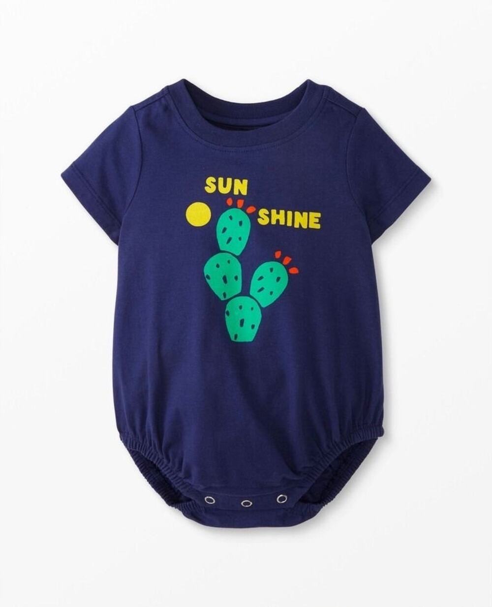 Hanna Andersson Blue Cactus Print Baby Romper 0-3M